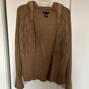 Woman’s size large, light brown cardigan sweater